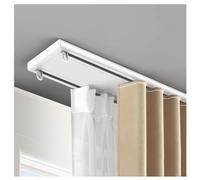 Riel de cortina doble, deslizador de aluminio resistente con ganchos, para dormitorio, sala de estar, tratamientos de ventanas de hotel