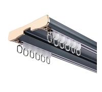 Riel de cortina doble I de aluminio montado en el techo con deslizadores I preperforado I ideal para ventana, ducha, divisor de habitación I 3,6 m (3 x 1,2 m) I azul
