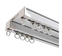Riel de cortina doble - Lujoso sistema de nano silencio para el hogar, montaje en techo o pared, color blanco, 480 cm de largo
