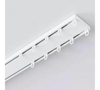 Riel de cortina doble para montaje en techo ajustable de 4 a 40 pies, riel de cortina oculto todo en uno de aluminio para sala de estar y protección de privacidad, fácil de instalar