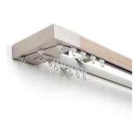 Riel De Cortina Doble Para Sala De Estar, Dormitorio, Divisor De Habitación, Barra De Cortina Montada En La Pared Pista De Cortina Con Soporte, Rodillo Y Tapa Final(Gray,400cm/13.1ft(4*100cm))