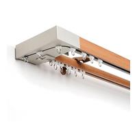 Riel De Cortina Doble Para Sala De Estar, Dormitorio, Divisor De Habitación, Barra De Cortina Montada En La Pared Pista De Cortina Con Soporte, Rodillo Y Tapa Final(Brown,400cm/13.1ft(4*100cm))