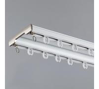 Riel De Cortina Doble, Pista De Cortina De Aluminio Silencio, Barras De Cortina Individuales Resistentes para Divisor De Habitaciones, 100/200/300/400/500/600cm(White,6.9FT/210CM)