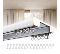 Riel de Cortina Doble Resistencia, Barra Cortina Techo de Aluminio, 50-600cm Riel de Cortina Silencioso con Clip y Gancho, Pista Adecuado for Sala de Estar Baño Dormitorio Kit(140cm/4.6ft)