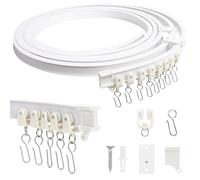 Riel de Cortina Flexible, 3 Metros/9,84 Pies, Montaje en Techo con Ruedas Silenciosas, Sistema de Rieles para Ventanas, Cortinas, Separadores de Espacios, Sistema de Cortina de Rieles, Blanco