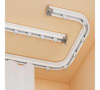 Riel de Cortina Flexible Ajustable Rieles Para Cortinas Curvos Techo/Pared con Rodillos Silenciosos, Para Armario, Ventana De Bahía, Cortina De Ducha, Balcones, Blanca(Ceiling Mount,320cm/10.5ft)