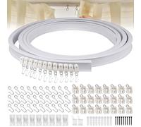 Riel de cortina flexible de 3 metros, riel de cortina curvado con rodillos silenciosos para cortinas, divisores de habitaciones, cortinas de autocaravanas, sistema de rieles de cortina de hospital,