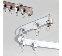 Riel De Cortina Flexible En Aluminio - Doblable, Barra De Cortinas Universal Para Montaje Techo O Pared Separador De Ambientes De Cortina De Ventana De Bahía De Ducha RV(Champagne-A,340cm/11.2ft)