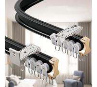 Riel de cortina flexible, riel de techo de aluminio para cortinas, fácil de instalar para ventanas de bahía, separadores de habitaciones, caravanas, sistemas de riel de hospital, 10 pies de longitud