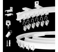 Riel de cortina flexible y flexible para montaje en pared de techo de 12 pies para cortinas, divisor de habitación, riel de cortina deslizante curvado, sistema de riel de cortina de techo resistente
