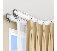 Riel de cortina flexible y silencioso, ajustable, doble riel de techo para bahía y espacios curvos, fácil instalación, perfecto para cortinas y cortinas
