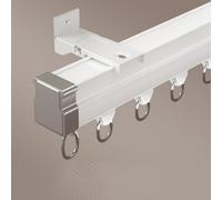 Riel De Cortina Flexible Y Silencioso Con Barra Divisoria De Aleación De Aluminio Montada Lateralmente, Adecuado Para Diversas Formas De Ventanas Irregulares(White,3.2m(10.5ft))