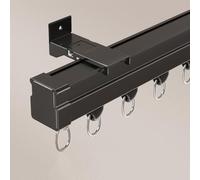 Riel De Cortina Flexible Y Silencioso Con Barra Divisoria De Aleación De Aluminio Montada Lateralmente, Adecuado Para Diversas Formas De Ventanas Irregulares(Black,3.8m(12.5ft))