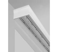 Riel de cortina montado en el techo con doble Ra y cenefa, 12 pies, barra de cortina separadora de habitaciones, elegante pelmet para tratamientos de ventana, longitud ajustable de 365 cm