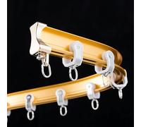 Riel de cortina plegable dorado de aleación de aluminio para techo o pared para divisor de habitación, ideal para hospitales, cenadores, caravanas, ventanas, 5 m, barra de cortina ajustable