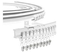 Riel de cortina plegable para ventana de bahía de 3 m flexible curvada cortina de techo riel de montaje en pared, sistema riel de cortina de plástico resistente RV divisor de habitación