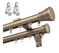 Riel de Cortina Resistente Barra para Cortina de Aluminio Riel para Cortinas con Accesorios para Gazebo Ducha Dormitorio 1m-6m(Gold,5.9m)
