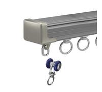 Riel de cortina robusto montado en el techo, fácil de cortar e instalar para cortinas y separadores de habitación, color gris, tamaño D: 3 m, 2 x 150 cm, perfecto para decoración del hogar