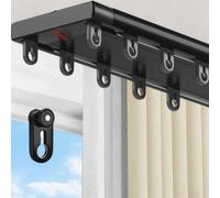 Riel de cortina silencioso de doble vía, riel recto integrado de aleación de aluminio resistente con guía deslizante montada en la parte superior for barra de sombra romana(Black,3.7m)