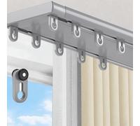 Riel de cortina silencioso de doble vía, riel recto integrado de aleación de aluminio resistente con guía deslizante montada en la parte superior for barra de sombra romana(Gray,1.3m)