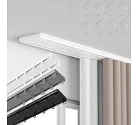Riel de doble fila montado en el techo, varillas silenciosas de aleación de aluminio, 110 cm / 3.6ft para sala de estar y dormitorio, divisor de habitación versátil, diseño blanco moderno