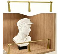 Riel de Estante Rieles Riel Metálico para Estantes de Vitrinas de Colección, Barandillas Estrechas Anticaída para Estantes Colgantes, Barandilla de Madera para Exhibición(Gold,26in/66cm)