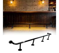 Riel De Pie De Barra Negra, Soportes De Reposapiés De Tubo Redondo, Pasamanos De Porche Para Escaleras Interiores Y Exteriores(L 3ft (91cm))