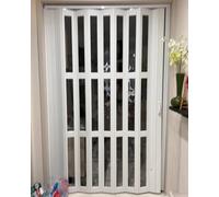 Riel de puerta Concertina para puertas plegables, división retráctil con panel de plástico, ideal para puerta, lavandería y divisor de habitación de cocina