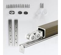 Riel de Puerta Corrediza de Aluminio con Montaje Superior, Herrajes para Puertas Corredizas de Granero de un Solo Riel, Kit de Herrajes para Puertas Corredizas con Rodillo de Suspensión, Tope Y Tornil