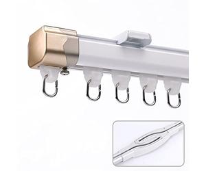 Riel De Techo, Barra De Cortina Separadora De Ambientes, Rieles De Cortina De Aluminio, Cruce Antifugas De Luz, para Sala De Estar Dormitorio Armario Camper RV, 1m, 2m, 3m, 4m (Color : White-A, Size