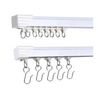 Riel de techo de 6 pies para cortinas, nunca se oxida y tiene suficientes rodillos y ganchos y riel de cortina deslizante silencioso para ventana: adecuado para baño, ducha, dormitorio, hospital