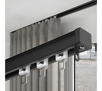 Riel de techo de aluminio negro de 4,2 m, sistema de riel invisible para decoración moderna del hogar, estética sin costuras, perfecto para cortinas e iluminación, diseño elegante y funcional.