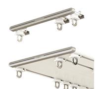 Riel de techo de aluminio silencioso ultrafino, riel principal doble de 1 a 6 m para sala de estar y dormitorio, divisor de habitación de 4,1 m de longitud ajustable, fácil instalación, solución de