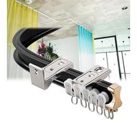 Riel de techo flexible ajustable para separadores de habitaciones y paneles de privacidad, riel de metal con soportes, ideal para soluciones de optimización del espacio en ventanas de bahía del hogar