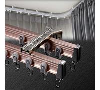 Riel de techo flexible y flexible, paquete de 2 barras dobles de aluminio para paredes L/U/S, 3,5 m, color oro rosa, ideal para soluciones de cortinas personalizadas y decoración del hogar