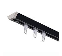 Riel de Techo para Cortinas de 2 a 20 pies (70 a 600 cm). Riel de Techo Resistente con Rodillos y fácil instalación (Negro, 1,8 m/5,9 pies).