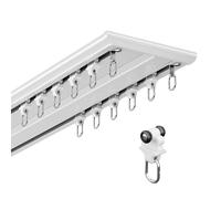 Riel de techo ultrafino de doble alcance, divisor de habitación invisible, color blanco, 2 m / 6.6ft, perfecto para decoración del hogar y optimización del espacio