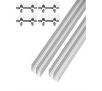 Riel de vidrio acrílico para puertas correderas dobles, riel de puerta corredera de 5 mm con guía de polea, construcción de aleación de aluminio duradera