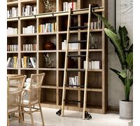 Riel deslizante de 3.3 pies a 26.2 pies, herrajes para escalera rodante, kit de riel de tubo redondo para biblioteca (sin escalera), rodillo de piso con freno para biblioteca/ático/hogar/int