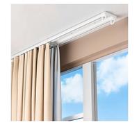 Riel deslizante de aluminio de doble fila montado en el techo, riel suave y silencioso para separadores de habitaciones y cortes, 3,8 m de largo, ideal para dormitorios y espacios de vida