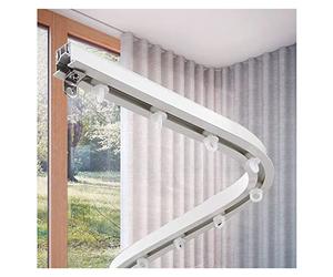Riel deslizante empotrado para ventana de bahía y ducha, barra de aluminio blanco flexible, montaje en techo, ideal para privacidad y espacio DIN en balcones