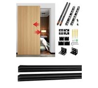 Riel deslizante oculto de alta resistencia, riel for puerta corredera sin rieles con mecanismo de cierre suave Juego de rieles for puerta corredera(Black,160cm/5.2ft)