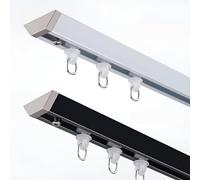 Riel deslizante para techo, barra de 16.4 pies para divisor de habitación y uso en oficina, color blanco, fácil de instalar, perfecta para decoración de sala de estar y dormitorio