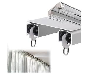 Riel deslizante silencioso con ruedas - Riel de techo de aluminio blanco de doble canal para interiores Sistema de 2 vías para una iluminación suave y mejorada sin esfuerzo