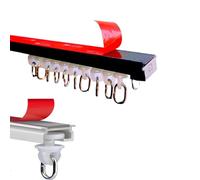 Riel divisor de habitación de aluminio adhesivo sin taladro, 170 cm, color negro, fácil de instalar, montaje en techo o pared para soluciones de ahorro de espacio en el hogar y la oficina