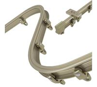 Riel flexible para cortina de techo, barra curvada de aluminio con rodillos silenciosos, separadores de habitación para cortinas (gris, 1,6 m - 2 x 80 cm), perfecto para decoración del hogar y gestión