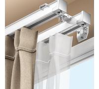 Riel flexible para cortina de techo, barra de doble vía para ventana, montaje en pared, riel ajustable de 10 pies para separadores de habitaciones e instalaciones curvadas (300 cm/2 x 150 cm)