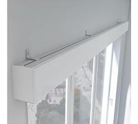 Riel For Cortina Tres En Uno: Riel Y Cenefa, Cenefa Metálica Todo En Uno For Montaje En Pared O Techo, Panel Decorativo Opaco For Cortinas De Ventana.(White-Wall Mount,1m (3.3ft))
