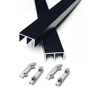 Riel for puerta corrediza de vidrio de 5 mm - Kit de rodillo y riel de doble canal de montaña de aluminio negro resistente for vitrina, estantería, gabinete, armario(66.9in/170cm)