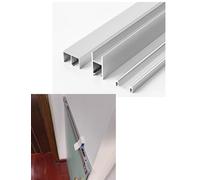 Riel for puerta corrediza de vidrio de 8 mm - Rodillo silencioso de aluminio for gabinete, guardarropa y estantería Fácil instalación(Silver,106.3in/270cm)